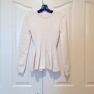 Ted Baker size 1. Cream cable knit sweater w/peplum